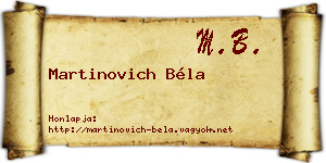 Martinovich Béla névjegykártya