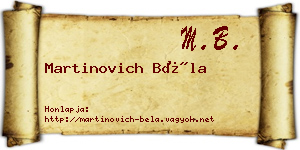 Martinovich Béla névjegykártya